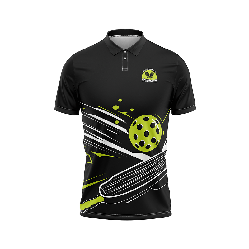Áo pickleball Đen – Neon paddle